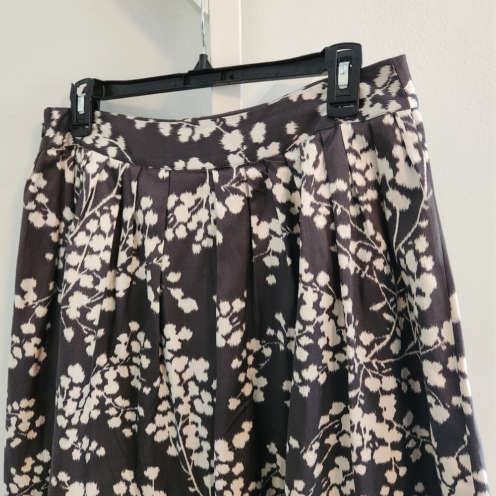 Anthropologie Moulinette Soeurs Firelight Pleated Silk Skirt Floral Ikat Sz 10 - Picture 4 of 11